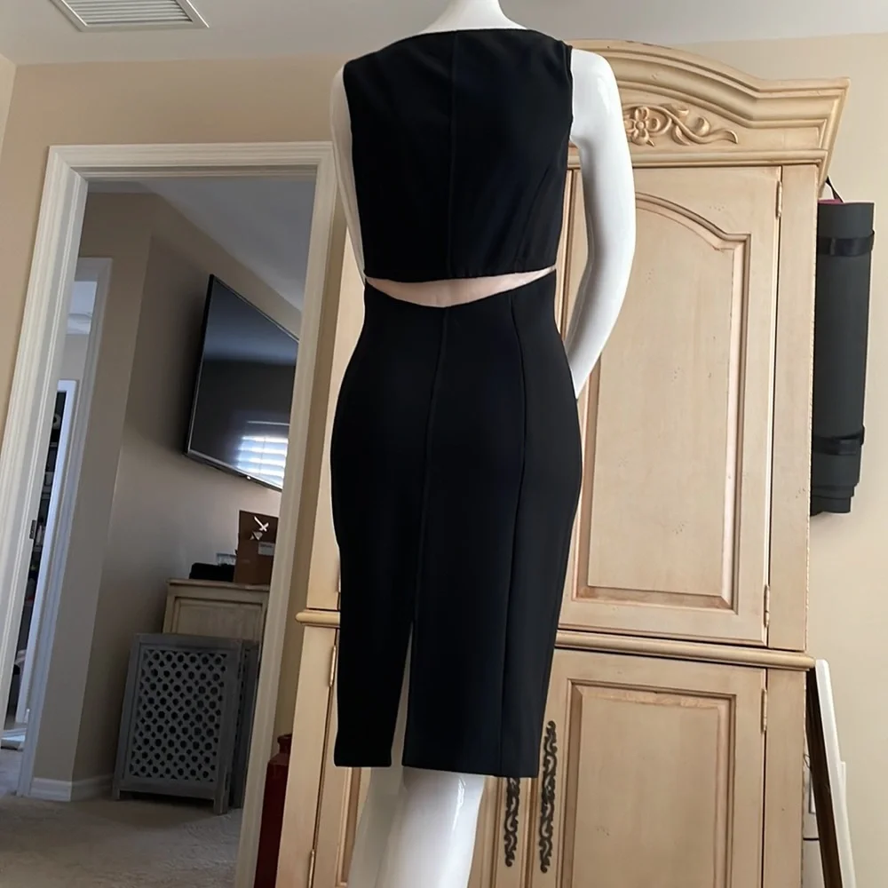 MICHAEL KORS COLLECTION Scoop Neck Empire Waist Nude Mesh Cut Out Pencil Dress 8 - Picture 9 of 12